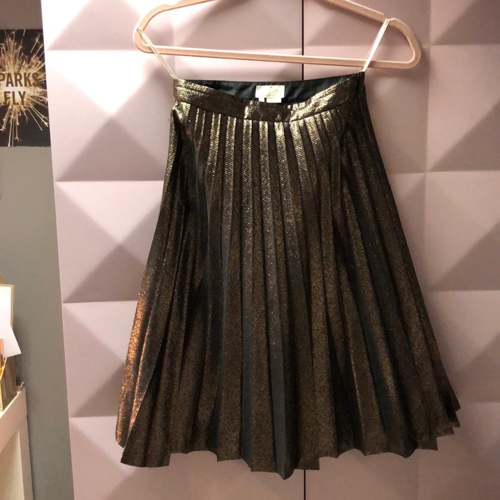 kate spade pleated metallic skirt